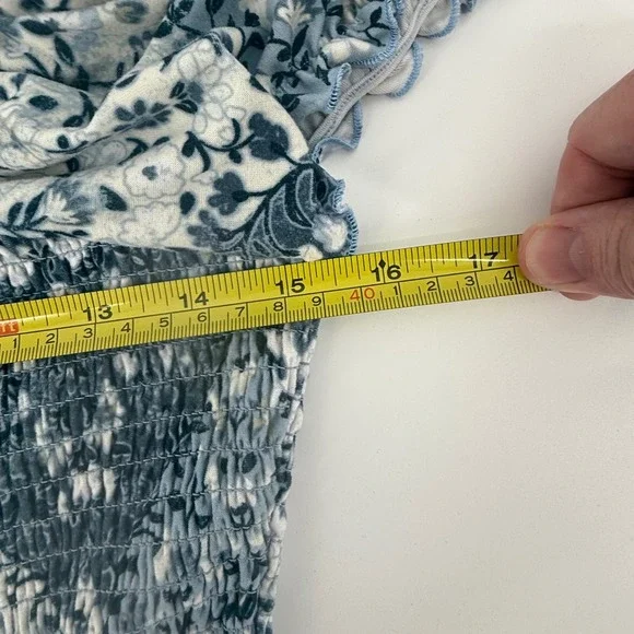 VTG Women's Size Medium Dress Blue Y2K 90s Fairy Boho Floral Milkmaid Coquette - Picture 9 of 10